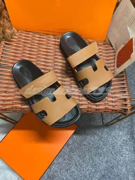Luxurys Tasarımcı Sandal Man Terlik H Sandale Chypre Slaytlar Doğal Buzağı Terleme Süet Loafer Bayan Sandal Moda Sandales Homme Boyutu 35-46