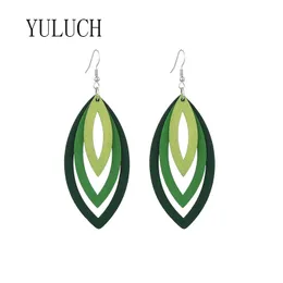 YULUCH Mädchen mehrschichtige mehrfarbige Hohlholz-Anhängerohrringe Frau elegante tägliche lässige Accessoires Damen Party Kunstschmuck