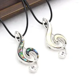 Pendant Necklaces Natural Shell Pearl Beads Necklace Musical Note Brooch With Rope Chain Jewelry Neck Lady Choker Gifts