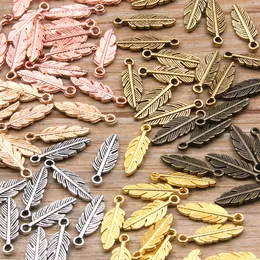 80PCS 2023 NEW 5*15mm 9カラーメタル亜鉛合金両面ミニ葉魅力フィットジュエリー植物ペンダント作成DIY手作りクラフト