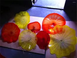 벽 램프 우아한 손 날린 접시 램프 예술 무라노 꽃 치하이 유리 교수형
