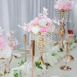 Party Decoration Centerpieces For Wedding Table Vases Tall Flowers Crystal Stand Dekorationer Eleganta bulkbröllop Geometriska stativ