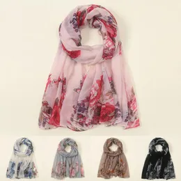 Schals Mode Farbverlauf Farbe Rose Blume Chiffon Luxus Schal Frauen Foulard Lotus Blatt Lange Schal Sommer Bandana Wrap