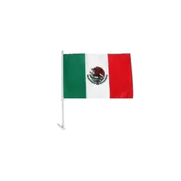 Banner Flags Mexico Car Hold Flag National 30X45Cm With 43Cm Plastic Poles 100D Polyester 80% Bleed One Layer Drop Delivery Home Gar Dhvwm