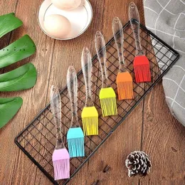 Kryddverktyg Silikon BBQ Brush Transparent Handtag Bakning Olje Kakakakter Cream Högtemperaturbeständigt Camping -redskap Köksverktyg