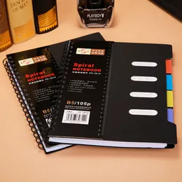 Notatniki A6/A5/B5 Spiral Classified Black Notebook Lose liścitom Bussiness Notebook StudentGraffiti Book Office School Supplies 230525