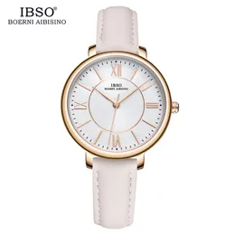 Women's Watches IBSO Fashion Women Quartz Casual Genuine Leather Strap Watch Ladies Wristwatches Montre Femme relogio feminino 230524