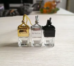 NEW Car Perfume Bottle Scented oil diffuser Rearview Ornament Hanging Essential Oils Diffuser Cube Hollow Air Freshener Fragrance Empty Glass Bottles Pendant