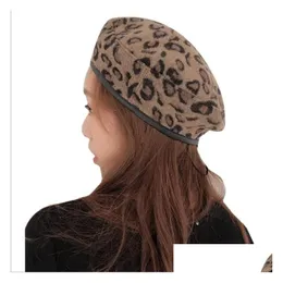 Berretti nave autunno e inverno signore lana personalità leopardo cappelli berretti gsbl008a moda semplice retrò elegante pittore allmatch ott dhm1c