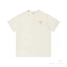 디자이너 Amis Paris Shirit 2023SS 스프링 클래식 하트 컬러 큰 사랑 둥근 목 하트 하트 짧은 슬리브 티셔츠 UY3