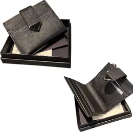 Lüks Tasarımlar Moda CardHolder Çek Karnesi Saffiano Standart Anahtar Cüzdan Kartvizit paketi Kutu fermuarlı üçgen Prad Madeni Para Çantaları Kadın erkek Kart Sahipleri çantası