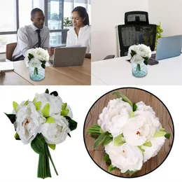 Decorative Flowers Simulation Flower 5 Head Bunching Peony Holding Bride Home Decoration Artificial Fall Leaves With Stems