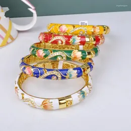 Armreif Schönes Peking-Cloisonné-Armband Doppelschichtige Kristalle Weiblicher Ethno-Stil-Schmuck