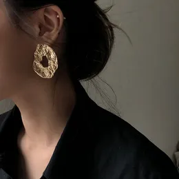 AENSOA 2021 New Geometric Irregular Drop Earrings for Women Unique Design Exaggerated Gold Color Hollow Metal Earrings Oorbellen