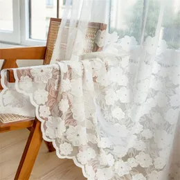 Rideau américain pastorale Transparent transparent pour salon blanc dentelle florale Tulle rideaux filles chambre cuisine porte personnalisé