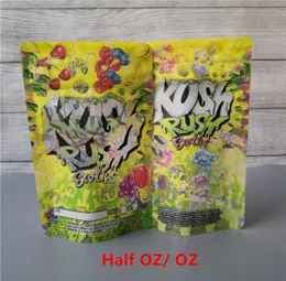 35g 7g Kush Rush exotics Bag resealable zipper seal for freshness Childproof flowers packing 14g 28g mylar bags KUSHRUSH package6322711