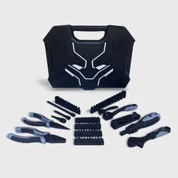 POPTOP Black Panther 82pc Tool Set, Includes Ratchets, Sockets, Pliers, and Tool Case, Silver Edition