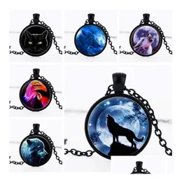 Pendant Necklaces Wolf Totem Time Gem Necklace Sweater Chain Wfn530 With Mix Order 20 Pieces A Lot Drop Delivery Jewelry Pendants Dhuoy