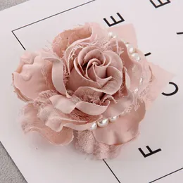 Tyg spets rose blomma brosch kostym lapel stift mode smycken pärla tröja kostym corsage broscher för kvinnor tillbehör