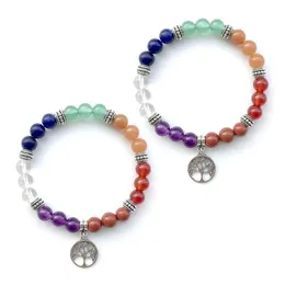 Braccialetti di pietra naturale con perline 7 Reiki Chakra Healing Nce Beads Bracciale per le donne Tree Stretch Yoga Jewelry Drop Delivery Dhtdc