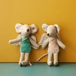 Plush Dolls 10cm Mini Mouse Angel Toys Handmade Cute little Mouse Fabric Toy Stuffed Aniaml Plushie for Toddler Pocket Toy 230525