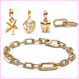 925 Ayar Gümüş Pandora Charm Altın Pavi Çift Bağlantı Serisi İlkel Me Bilezik Kadın Takı DIY Moda Aksesuarları Ücretsiz Teslimata Uygun