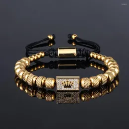 Bangle Luxury Roman Royal Crown Charm Armband Män Rostfritt stål Geometri Pulseiras Öppna justerbara armband Par smycken gåva