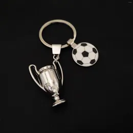 Keychains BY DHL 100pcs/lot Novelty Metal Football Cup Zinc Alloy Keyrings Soccer Game Gifts