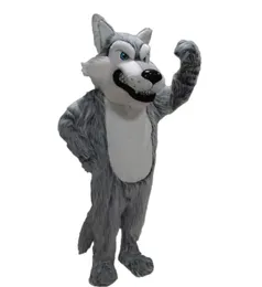 Halloween Fursuit Wolf mascote de fantasia luxuoso husky casky animal party party vestido de fantasia roupa adultos publicidade de Natal