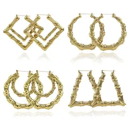 DHKHC를위한 Dangle Chandelier Luxury Jewelry Mtiple Shapes Hiphop Dance Nightclub Large Earrings 디자이너 빈티지 골드 대나무 후프 DHKHC