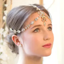 Bridal Hair Hair Opaska dla kobiet wielowarstwowych Rhinestone Pałąk tyłek w stylu cyrkon w czoło