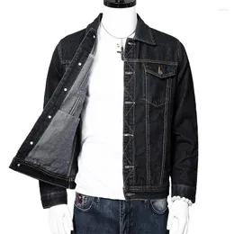 Herrjackor 2023 Spring Autumn Denim Coat Loose Youth Cotton Blue Lapel Casual Fashion Tidal Current Jacket Black Men's Large Size Top