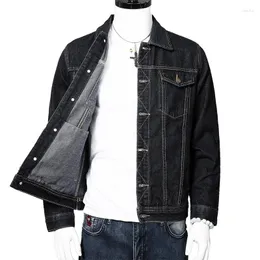 Jackets masculinos 2023 Spring Autumn Denim Coat Loose Algodão jovem azul de lapela casual Jaqueta de corrente de corrente preta masculina Black Men