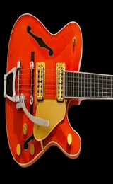 Hybird TelegretScher Paul Waller Orange Red Jazz Tele Electric Guitar Body Body Double F Holos Bigs Tremolo Bridge Gold 6806232