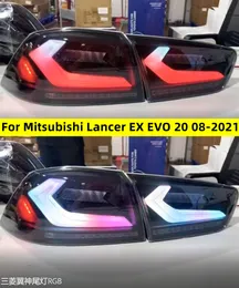 Auto bakstopp baklyktor för Mitsubishi Lancer ex Evo 2008-20 21 LED-bakljusmontering RGB Style Signal Lights Reverse Brake