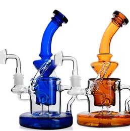 22cm Tall Big glass Bongs Water Pipes Recycler Oil Rigs Hookahs Smoke Glass Pipe With 14mm Banger