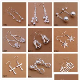 Dangle Shandelier Fashion Sterling Sier Earrings Mix Order 9 أزواج على غرار نمط مختلف للسيدات 925 Gemstone Encling GTE3