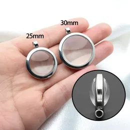 1pc/lot Stainless Steel twist Floating Locket Pendant Double Curved Glass Locket 25mm 30mm Medallion Fit For Necklace Jewelrys Making