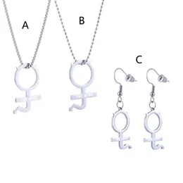 Pendant Necklaces 1Pc Stainless Steel Internet Girl She Devil Female Symbol Gothic Streetwear Necklace Earrrings Women Jewerly Set