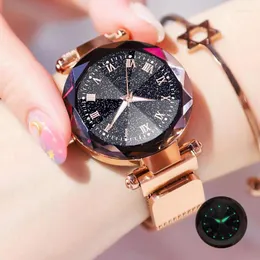 ساعات المعصم 2023 سوار الكوارتز الساعات للنساء السيدات Starry Sky Watch Watch Fashion Diamond Clock Zegarek Damski Relogio