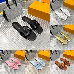 Designer Slippers Isola Flat Mule Slipper Women Leather Slides Circle Signature Soft Calfskin Wide Front Strap Summer Sandals