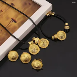 Necklace Earrings Set Ethiopian Gold Color Eritrean Women Engagement Bride Wedding Habesha Luxury