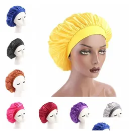 قبعة قبعة/قبعات جمجمة الأزياء الفاخرة واسعة النطاق للنساء الكيميائي CAP CAP Salon Night Sleep Head Er Satin Bonnet Hat Drop Drop Accessori DHD7K