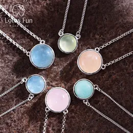 Collares Lotus Fun Real Sterling Sier Designer Fine Jewelry Natural Candy Color Gemstones Classic Round Pendant Necklace para mujeres