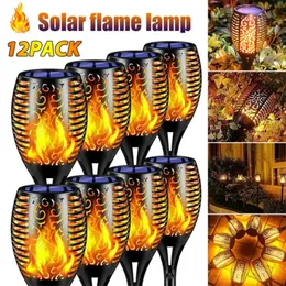 1/2/4/6/8/10/12Pcs LED Outdoor Solar Rasen Lampen Wasserdicht Garten Terrasse Flackernde Tanzen Flamme Lampe