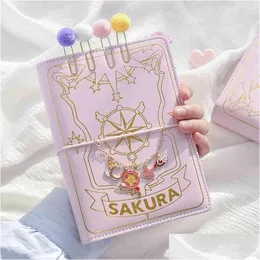 Notepads Cute Pink Sakura Looseleaf Diary Notebook Colorf Pages Spiral 6 Holes Binder Journals Planner Stationery Set 210611 Drop De Dhvm6