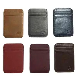 Fashion Leather Thin Bank Credit Card Case Mini Card Wallet Men Bus Card Holder Cash Change Pack Business Id Pocket 2206145289169