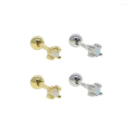 Studörhängen 925 Sterling Silver Tiny Mini Söta kvinnliga smycken 2mm Opal Stone Studs Gold Color Delicate Earring