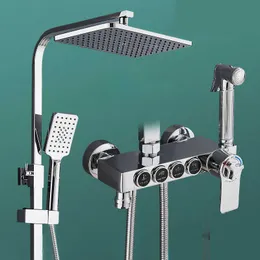 Banyo duş setleri krom termostat musluk duş set duş kafası kaldırma banyo mikseri chuveiro yağış küveti musluk musluk duş sistemi seti g230525