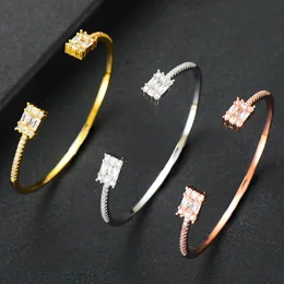 Bangles Godki Spring Trendy Luxury Stackable Statement Bangle for Women Wedding Full Cubic Zircon Crystal CZ Dubai Bracelets 2019